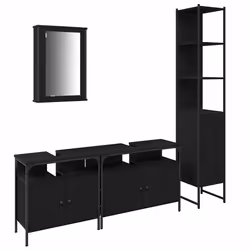 vidaXL Set di mobili per il bagno 4 pcs Rovere nero 33 x 33 x 185.5 cm - Vista aggiuntiva 2