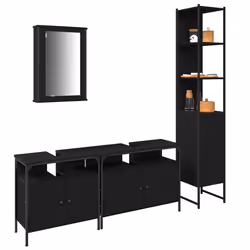 vidaXL Set di mobili per il bagno 4 pcs Rovere nero 33 x 33 x 185.5 cm - Vista aggiuntiva 3