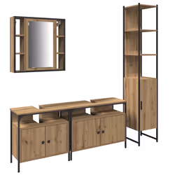 vidaXL Set di Armadi da Bagno con lo scaffale 4 pcs rovere artigianale - Vista aggiuntiva 2