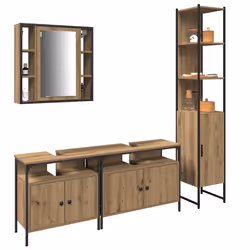vidaXL Set di Armadi da Bagno con lo scaffale 4 pcs rovere artigianale - Vista aggiuntiva 3