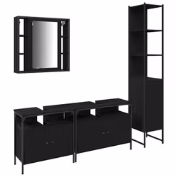 vidaXL Set di Armadi da Bagno 4 pcs Rovere nero 33 x 33 x 185.5 cm - Vista aggiuntiva 2