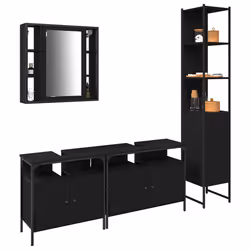 vidaXL Set di Armadi da Bagno 4 pcs Rovere nero 33 x 33 x 185.5 cm - Vista aggiuntiva 3