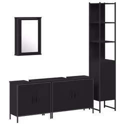 vidaXL Set di mobili per il bagno 4 pcs Nero 33 x 33 x 185.5 cm - Vista aggiuntiva 2