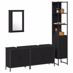 vidaXL Set di mobili per il bagno 4 pcs Nero 33 x 33 x 185.5 cm - Vista aggiuntiva 3