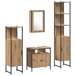 vidaXL Set di mobili per il bagno con porta 4 pcs rovere artigianale - Vista aggiuntiva 2