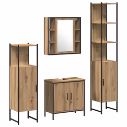 vidaXL Set di mobili per il bagno 4 pcs Marrone 33 x 33 x 185.5 cm - Vista aggiuntiva 2