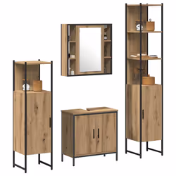 vidaXL Set di mobili per il bagno 4 pcs Marrone 33 x 33 x 185.5 cm - Vista aggiuntiva 3