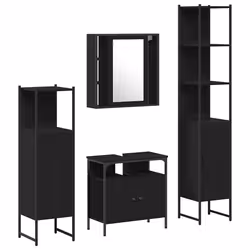 vidaXL Set di Armadi da Bagno 4 pcs Rovere nero 33 x 33 x 185.5 cm - Vista aggiuntiva 2