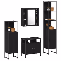 vidaXL Set di Armadi da Bagno 4 pcs Rovere nero 33 x 33 x 185.5 cm - Vista aggiuntiva 3