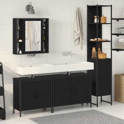 vidaXL Set di mobili per il bagno Altro 4 pcs Nero 33 x 33 x 185.5 cm