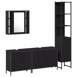 vidaXL Set di mobili per il bagno Altro 4 pcs Nero 33 x 33 x 185.5 cm - Vista aggiuntiva 2