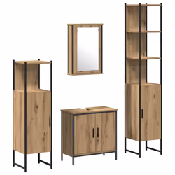 vidaXL Set di mobili per il bagno 4 pcs Marrone 33 x 33 x 185.5 cm - Vista aggiuntiva 2