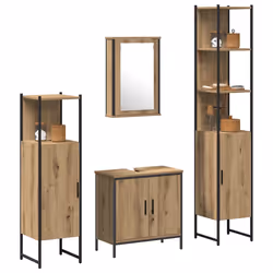 vidaXL Set di mobili per il bagno 4 pcs Marrone 33 x 33 x 185.5 cm - Vista aggiuntiva 3