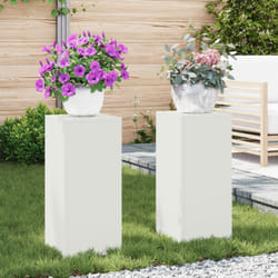 Set di 2 Supporti per Piante da Esterno in bianco, 24x24x55 cm, Acciaio Vidaxl