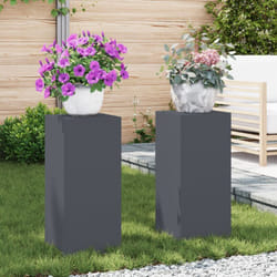Supporti per Piante da Esterno Pillar 2 pcs Antracite 24x24x55 cm Acciaio Vidaxl