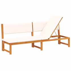 vidaXL Lettino da sole con cuscino 1-persona Marrone 200 x 57 x 75cm - Vista aggiuntiva 2