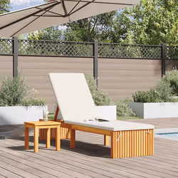 vidaXL Lettino da sole con cuscino 1-persona Marrone 200 x 55 x 94cm - Vista aggiuntiva 3