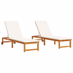 vidaXL Lettino da sole con cuscino 2 pcs Marrone 53 x 202 x 89cm - Vista aggiuntiva 2
