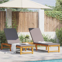 vidaXL Lettino da sole con cuscino 2 pcs Marrone 53 x 202 x 89cm