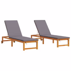 vidaXL Lettino da sole con cuscino 2 pcs Marrone 53 x 202 x 89cm - Vista aggiuntiva 2