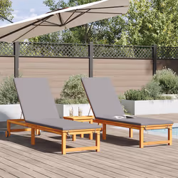 vidaXL Lettino da sole con cuscino 2 pcs Marrone 53 x 202 x 89cm - Vista aggiuntiva 3