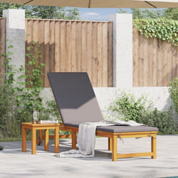 Vidaxl - Lettino prendisole con tavolo e cuscino in legno massello di acacia, Lettino prendisole con cuscini grigio chiaro in legno massello di