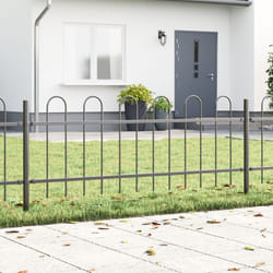 Recinzione Giardino Grigio con Arco Superiore, 1.7 x 0.6 m, in Acciaio Vidaxl