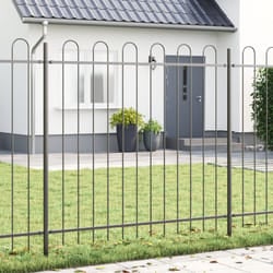 Recinzione da Giardino con Punta a Cerchio Grigia 1,7x1,5 m in Acciaio Vidaxl