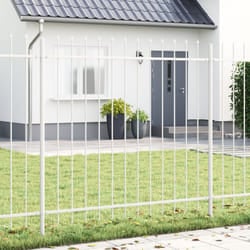 Recinzione da Giardino con Punta a Lancia Bianca 1,7x1,5 m in Acciaio Vidaxl
