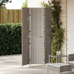 Divisore per Stanze 3 Pannelli Pieghevoli Grigio 147x180 cm Poly Rattan Vidaxl