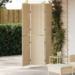 Paravento 3 Pannelli Pieghevole Beige 147x180 cm in Polyrattan Vidaxl