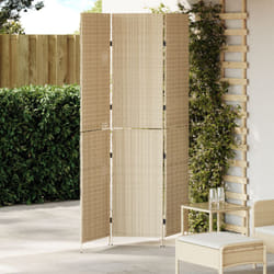 Divisorio per stanze 3 pannelli pieghevole beige 146x200 cm in poli rattan Vidaxl