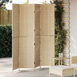 Divider per Stanza 4 Pannelli Pieghevole Beige 196x200 cm Poly Rattan Vidaxl