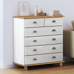 Cassettiera 'askim' Bianca 91x40x95,5 cm in Legno Massello di Pino Vidaxl