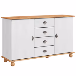 vidaXL Credenza ASKIM Bianco 133.5 x 40 x 79 cm Legno di pino massello - Vista aggiuntiva 2