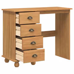 vidaXL Scrivania ASKIM Marrone 95 x 40 x 75 cm Legno di pino massello - Vista aggiuntiva 2