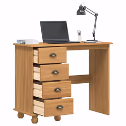 vidaXL Scrivania ASKIM Marrone 95 x 40 x 75 cm Legno di pino massello - Vista aggiuntiva 3