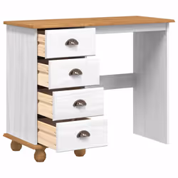 vidaXL Scrivania ASKIM Bianco 95 x 40 x 75 cm Legno di pino massello - Vista aggiuntiva 2