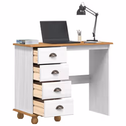 vidaXL Scrivania ASKIM Bianco 95 x 40 x 75 cm Legno di pino massello - Vista aggiuntiva 3
