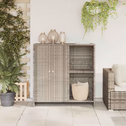vidaXL Armadio con porta Grigio chiaro 100 x 36 x 102 cm Rattan - Vista aggiuntiva 3