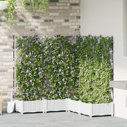 vidaXL Fioriera da Giardino con Trellis 5 pcs Bianca 120x120x125.5 cm