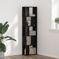 Libreria 5 ripiani Nero Rovere 45x23,5x162,5 cm Legno ingegnerizzato