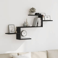 Scaffale a Parete Rovere Nero 104x15x49 cm in Truciolato - Vidaxl