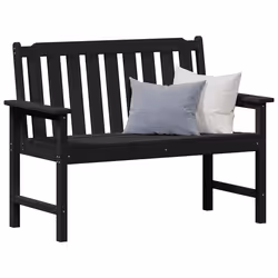 vidaXL Panchina da giardino con cuscino Nero 120 x 59 x 88cm HDPE - Vista aggiuntiva 3