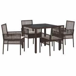 vidaXL Set da Pranzo per Giardino 5 pcs Marrone Poly Rattan - Vista aggiuntiva 2