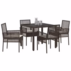 vidaXL Set da Pranzo per Giardino 5 pcs Marrone Poly Rattan - Vista aggiuntiva 3