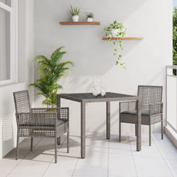 Set da Pranzo da Giardino a 3 Pezzi con Cuscini Grigio in Polyrattan Vidaxl