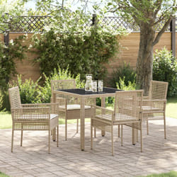 Set da Pranzo da Giardino a 5 Pezzi con Cuscini Beige in Polyrattan Vidaxl