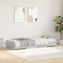 vidaXL Struttura letto con contenitore Grigio cemento 75 x 190 cm