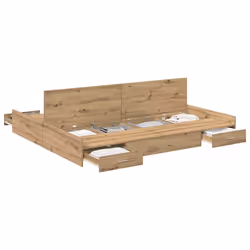 vidaXL Struttura letto con contenitore rovere artigianale 200 x 200 cm - Vista aggiuntiva 3